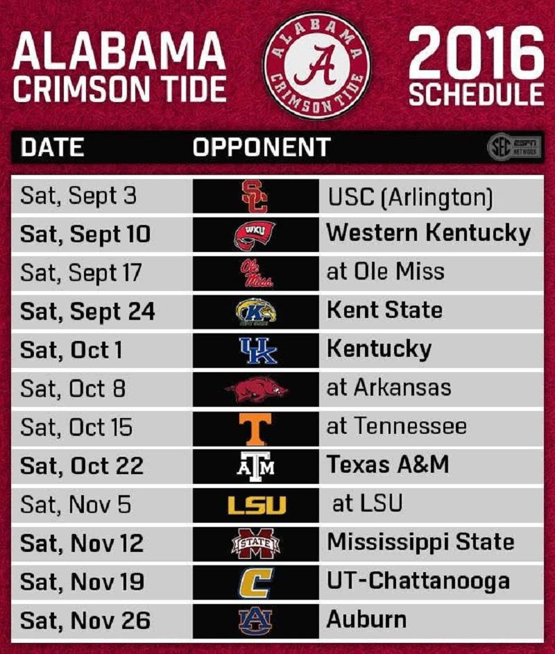 Printable 2024 Alabama Football Schedule Silva Myrtia