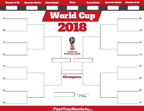 2018 Russia World Cup Bracket : World Cup 2018 Printable Bracket, World